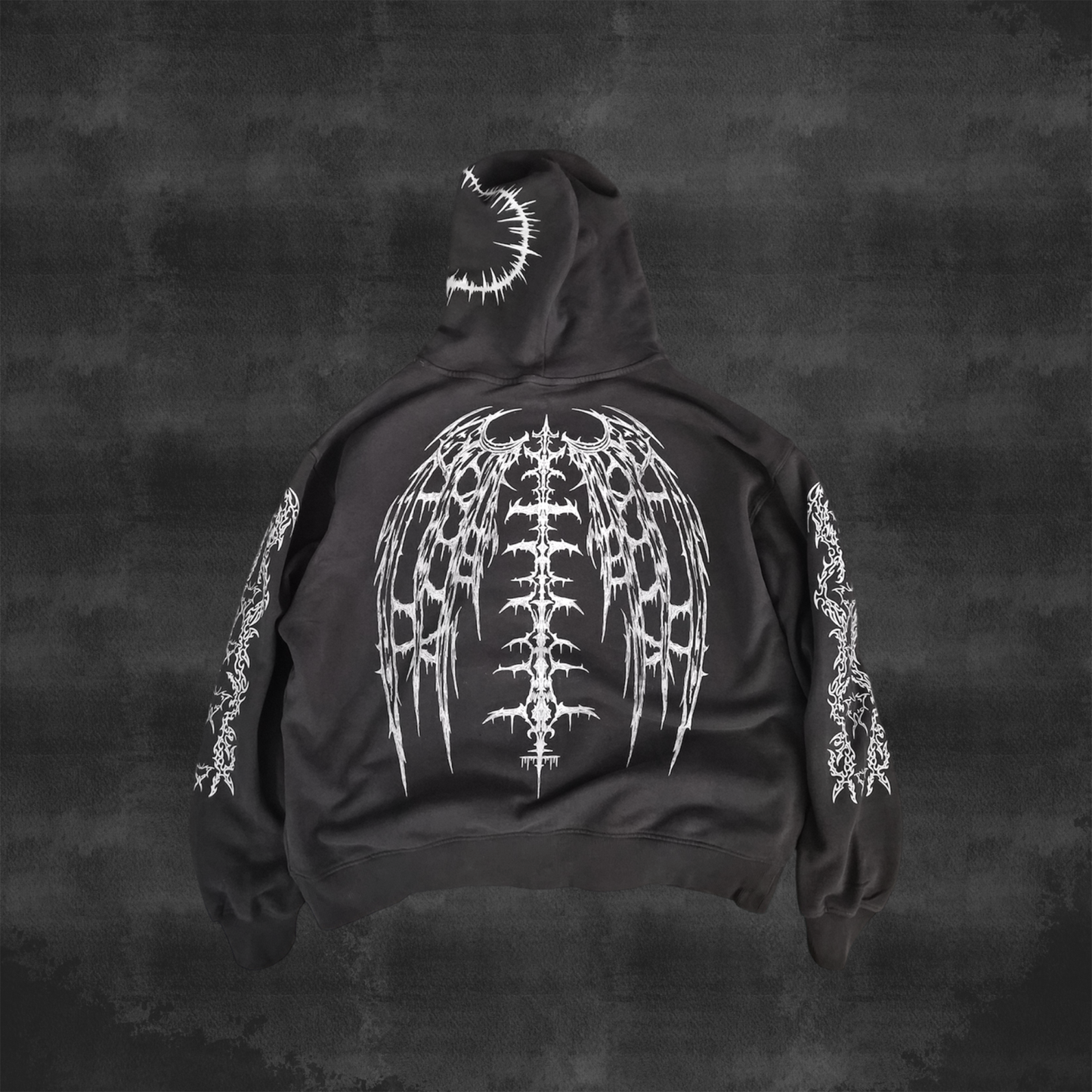 MOTH GRAY HEAVY DOUBLE ZIPPER HOODIE (NOT CROPPED)