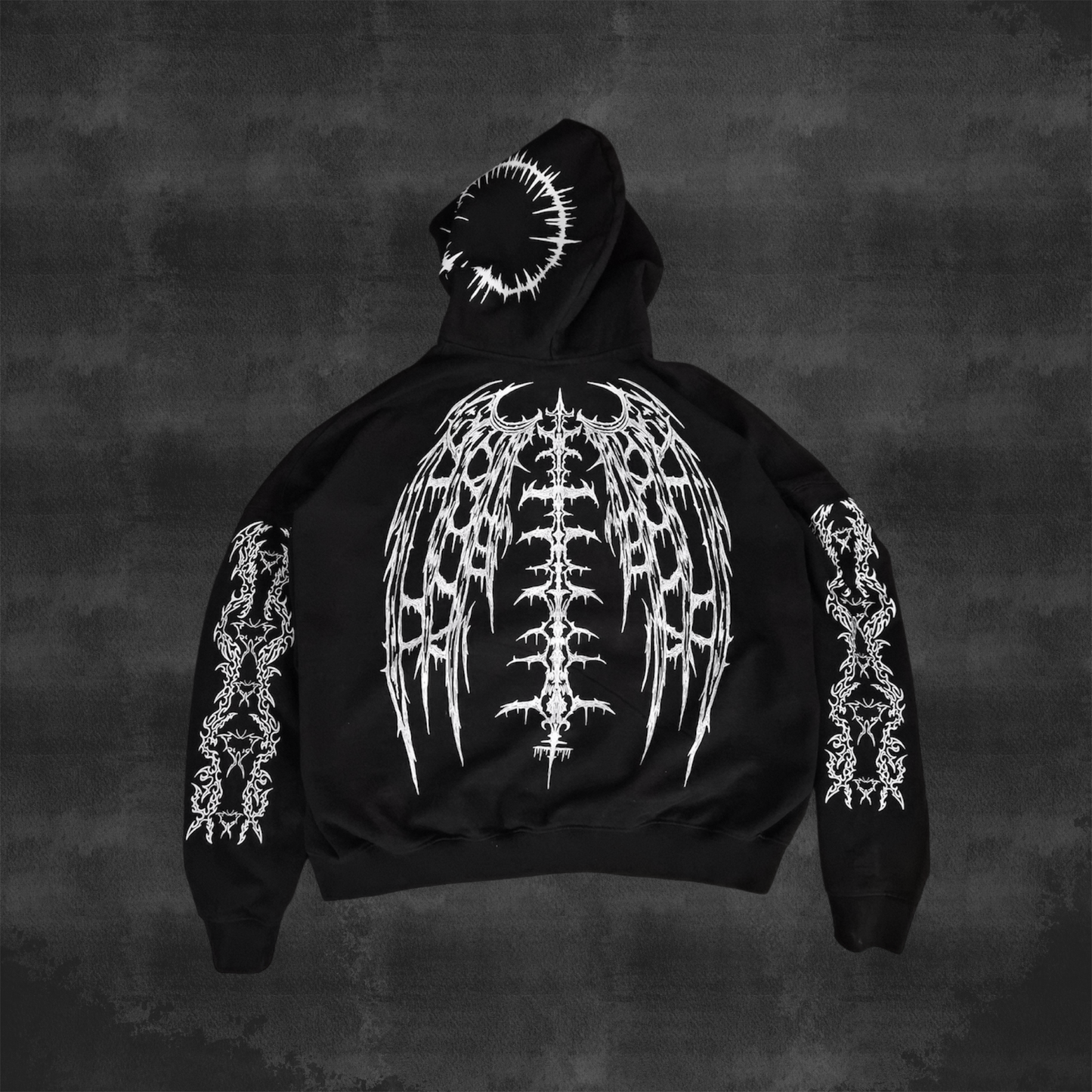 MOTH CROPPED DOUBLE ZIPPER HOODIE