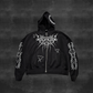 MOTH CROPPED DOUBLE ZIPPER HOODIE